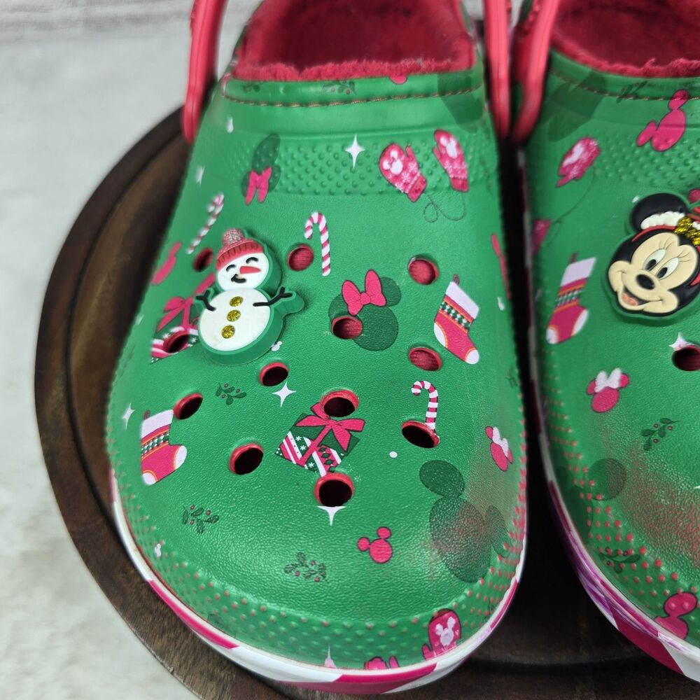 Crocs x Disney Christmas Holiday Lined Classic Clogs Green Red Womens 9 Mens 7 - Picture 4 of 15